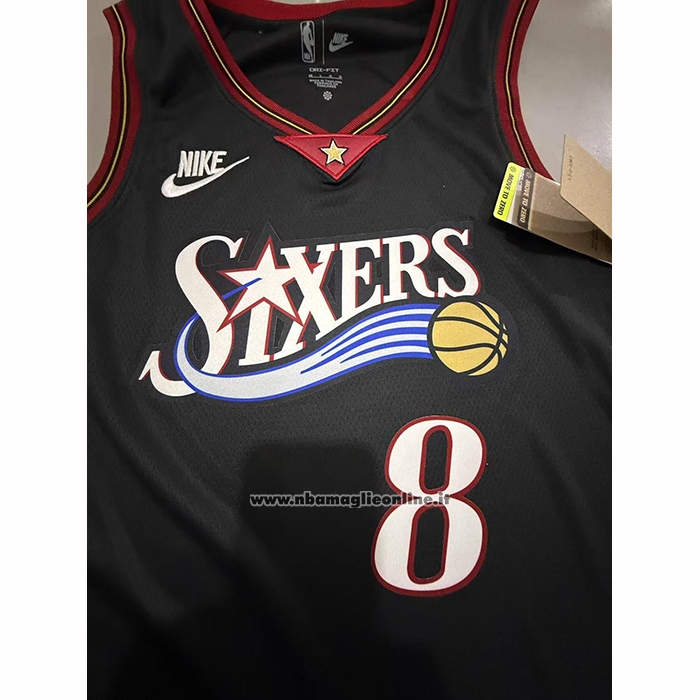 Maglia Philadelphia 76ers Paul George No 8 Classic 2025-26 Nero